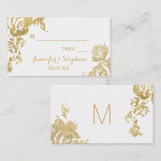 Elegante Einfache moderne Rose Hochzeit der Blumen Platzkarte (Vorne/Hinten)