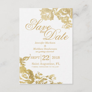 Elegante einfache moderne Rosen-Blumen-Gold Save t Einladung