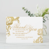 Elegante einfache moderne Rosen-Blumengold danken Dankeskarte (Stehend Vorderseite)