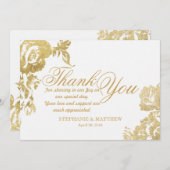 Elegante einfache moderne Rosen-Blumengold danken Dankeskarte (Vorne/Hinten)