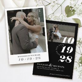 Elegante Einfache Moderne Schwarz-weiße Hochzeit m Save The Date