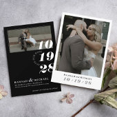 Elegante Einfache Moderne Schwarz-weiße Hochzeit m Save The Date