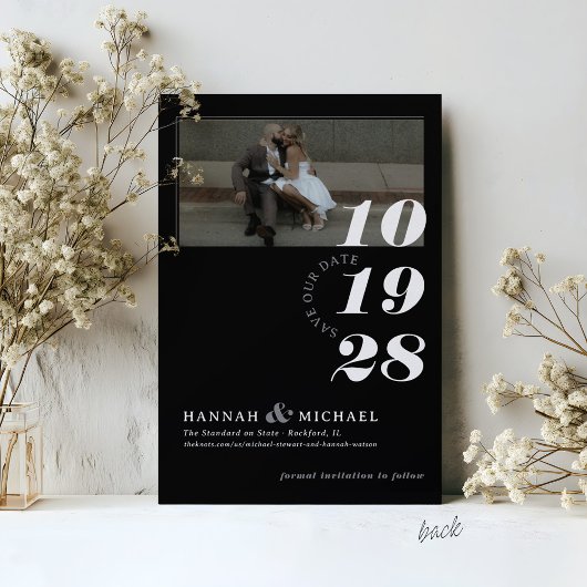 Elegante Einfache Moderne Schwarz-weiße Hochzeit m Save The Date