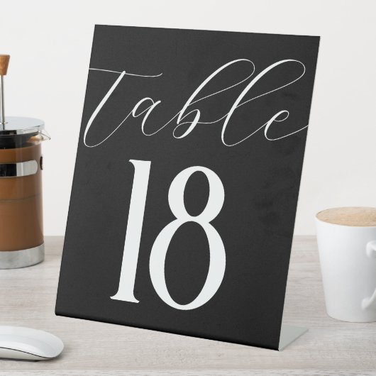 Elegante Einfache moderne Tischnummer Schwarz-weiß Sockelschild (In Situ)