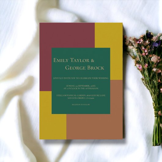 Elegante, einfache, moderne und farbenfrohe Hochze Einladung