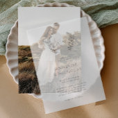 Elegante, einfache Mono-Overlay-Hochzeit Pergament Einladungen