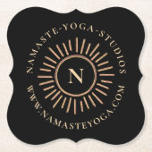 Elegante einfache Monogram Black Gold Moderne Untersetzer (Vorderseite)