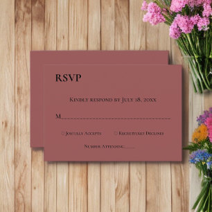 Elegante einfache Monogram Burgundy Moderne Hochze RSVP Karte