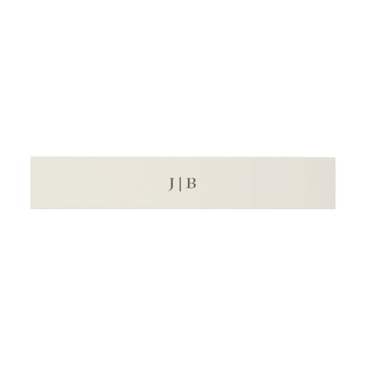 Elegante einfache Monogram Cream Ivory Wedding Einladungsbanderole (Flach)