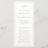 Elegante einfache Monogram Formal Gold Hochzeit Programm (Vorderseite)