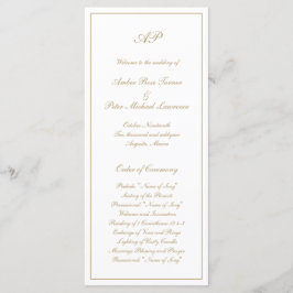Elegante einfache Monogram Formal Gold Hochzeit Programm
