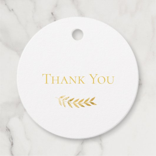 Elegante einfache Monogram Golden Blätter Wedding Geschenkanhänger (Vorderseite)