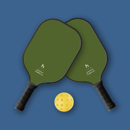 Elegante einfache Monogram Olive Green Persönlich Pickleball Schläger