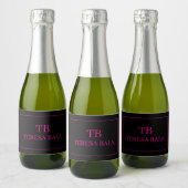 Elegante einfache Monogramm-Anfangsbuchstaben Sekt Schaumweinetikett (Flaschen)