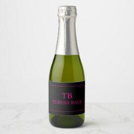Elegante einfache Monogramm-Anfangsbuchstaben Sekt Schaumweinetikett