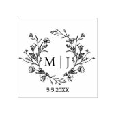 elegante, einfache, monogramm-botanische Hochzeit Gummistempel (Prägung)