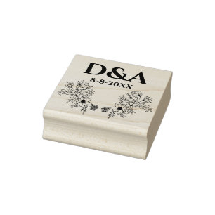 elegante, einfache, monogramm-botanische Hochzeit Gummistempel