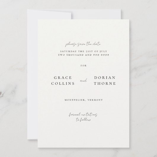 Elegante einfache Moscha Mousse Rustikale, neutral Save The Date (Vorderseite)