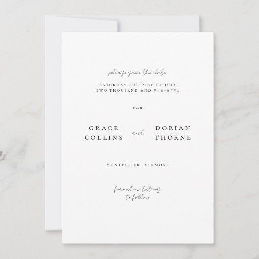 Elegante einfache Moscha Mousse Rustikale, neutral Save The Date (Vorderseite)