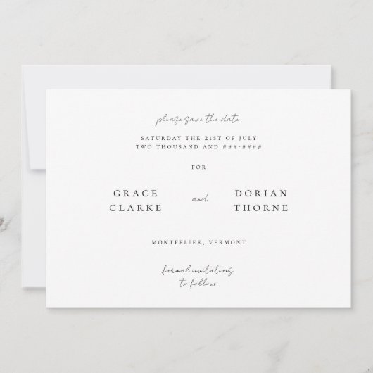 Elegante einfache Moscha Mousse Rustikale, neutral Save The Date (Vorderseite)