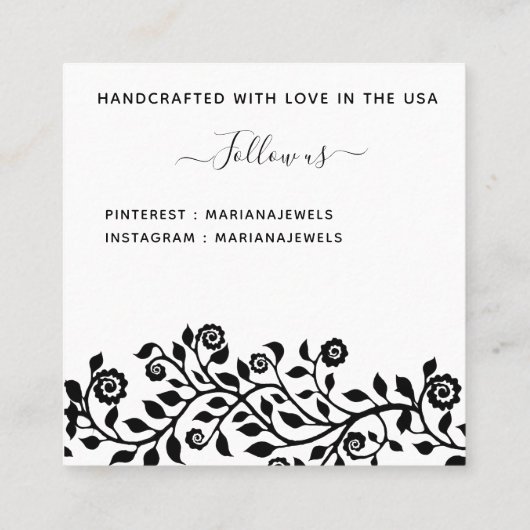 Elegante, einfache Ohrringe-Display-Karten Quadratische Visitenkarte (Rückseite)