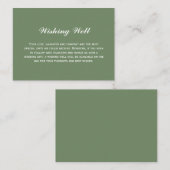 Elegante einfache Olive Green Wedding wünscht sich Begleitkarte (Vorne/Hinten)