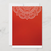 Elegante einfache Orange Red Paisley Indian Hindu Einladung (Rückseite)