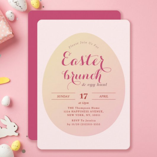 Elegante einfache Ostern Brunch Ei Hunt Soft Pink Einladung
