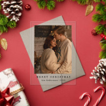 Elegante einfache Paarfoto-Weihnachtskarte