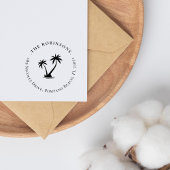 Elegante einfache Palm Tree Family Rücksendeadress Permastempel