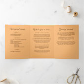 Elegante Einfache Pfirsicheife Dreifach-gefaltete Programmkarte (Innenseite)