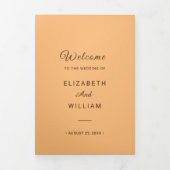 Elegante Einfache Pfirsicheife Dreifach-gefaltete Programmkarte (Cover)