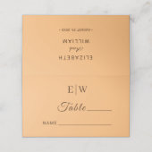 Elegante Einfache Pfirsicheife Platzkarte (Außenseite Aufgefaltet)