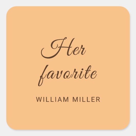 Elegante Einfache Pfirsicheife Quadratischer Aufkleber (Vorderseite)