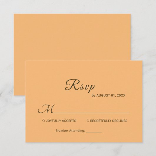 Elegante Einfache Pfirsicheife RSVP Karte (Vorne/Hinten)