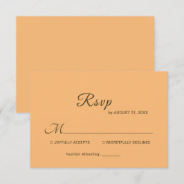 Elegante Einfache Pfirsicheife RSVP Karte