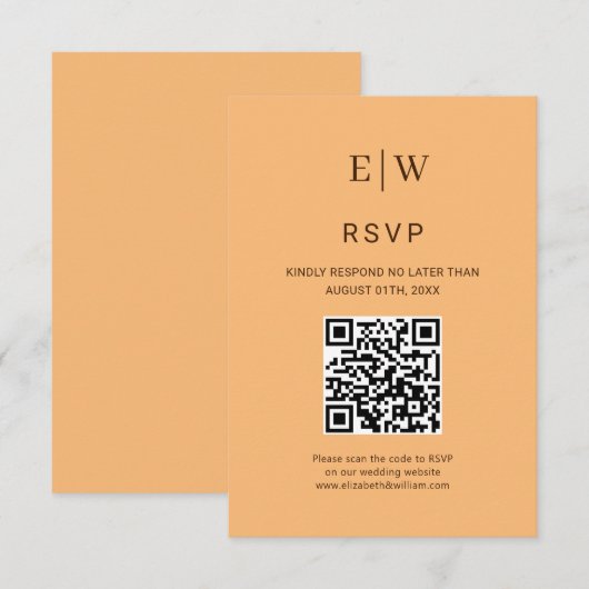 Elegante Einfache Pfirsicheife RSVP Karte (Vorne/Hinten)