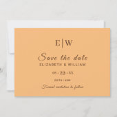 Elegante Einfache Pfirsicheife Save The Date (Vorderseite)