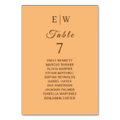 Elegante Einfache Pfirsicheife Tischnummer (Vorderseite)