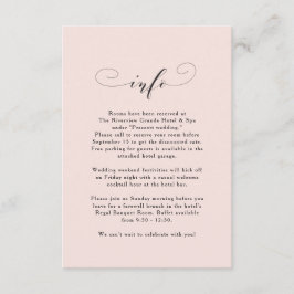 Elegante, einfache pfirsichrosa Hochzeitsinformati Begleitkarte