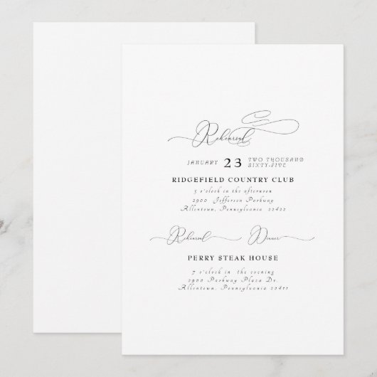 Elegante, einfache Probe Einladung (Vorne/Hinten)