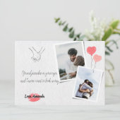 Elegante Einfache romantische Valentinstag Fotokar Feiertagskarte (Stehend Vorderseite)