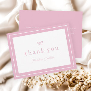 Elegante einfache rosa Babyparty für Mädchen Dankeskarte