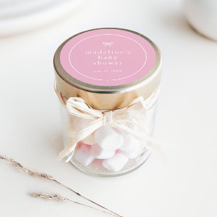 Elegante einfache rosa Babyparty für Mädchen Runder Aufkleber