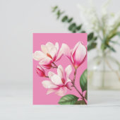 Elegante Einfache rosa Blume Postkarte (Stehend Vorderseite)