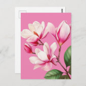 Elegante Einfache rosa Blume Postkarte (Vorne/Hinten)