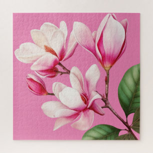Elegante einfache rosa Blumen-Blumenkunst Puzzle