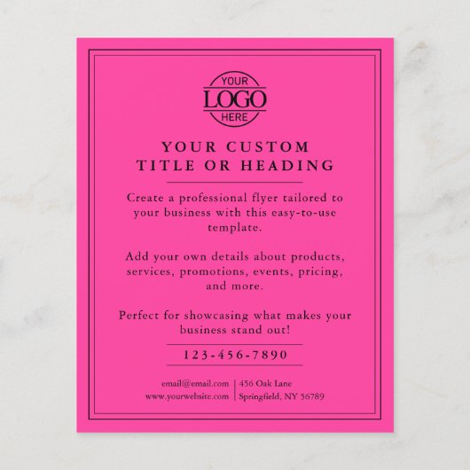 Elegante, einfache, rosa Logo-Werbung Flyer (Hinten)