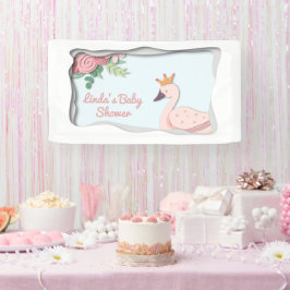 Elegante einfache Rosa Swan Princess Baby Dusche Banner
