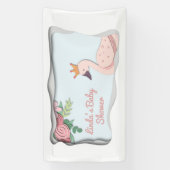 Elegante einfache Rosa Swan Princess Baby Dusche Banner (Vertikal)